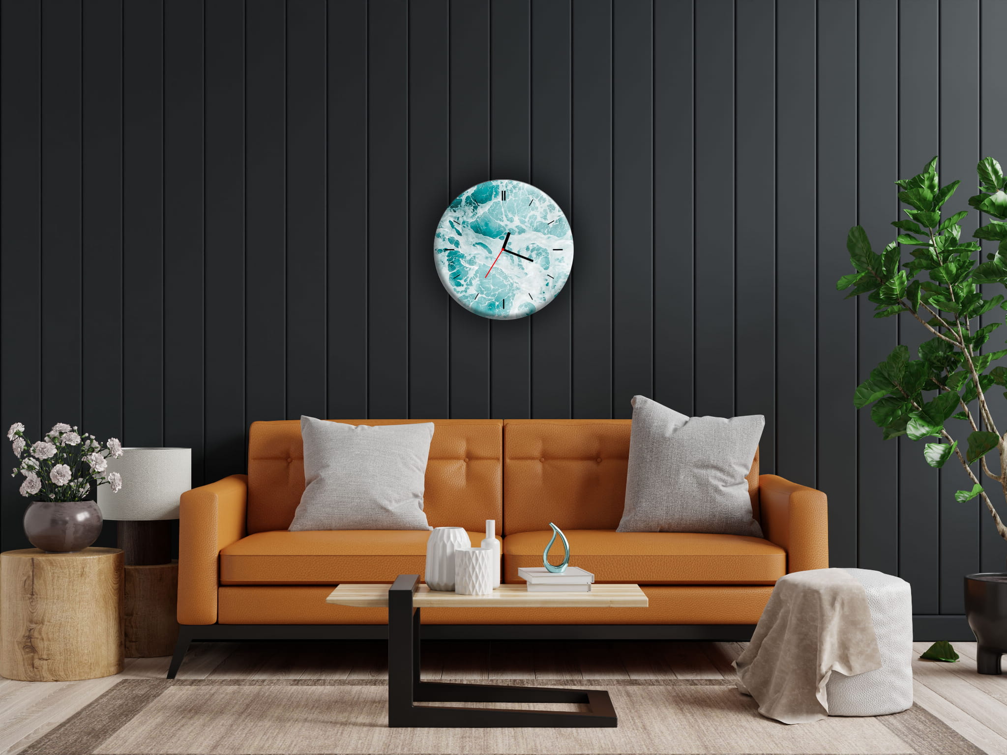 ZEGAR SZKLANY OKRĄGŁY - Ocean